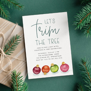 Colourful Ornaments Christmas Tree Trimming Party Invitation