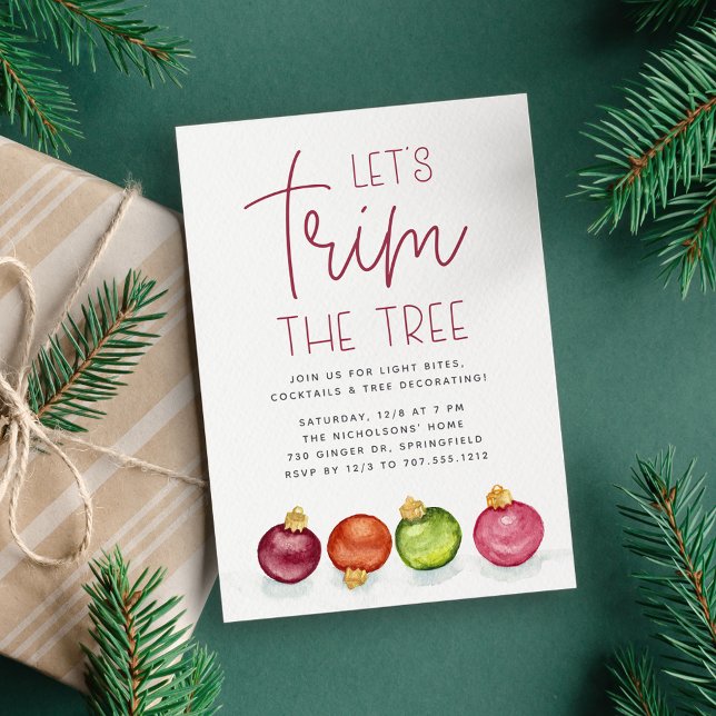 Colourful Ornaments Christmas Tree Trimming Party Invitation (Creator Uploaded)