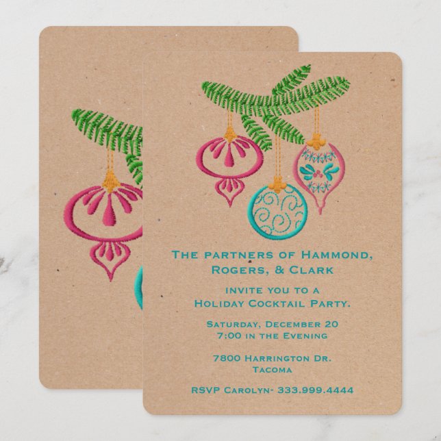 Colourful Ornaments Coporate Holiday Invitation (Front/Back)