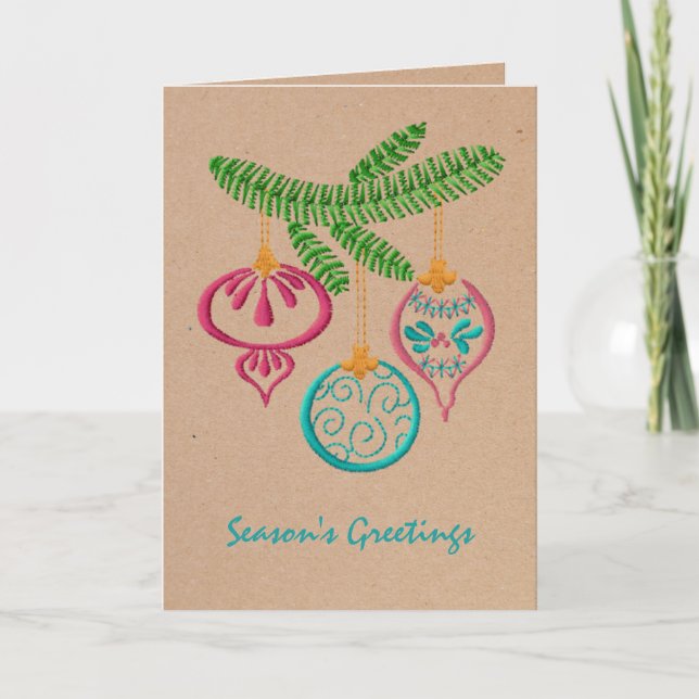 Colourful Ornaments Holiday Greeting Card (Front)