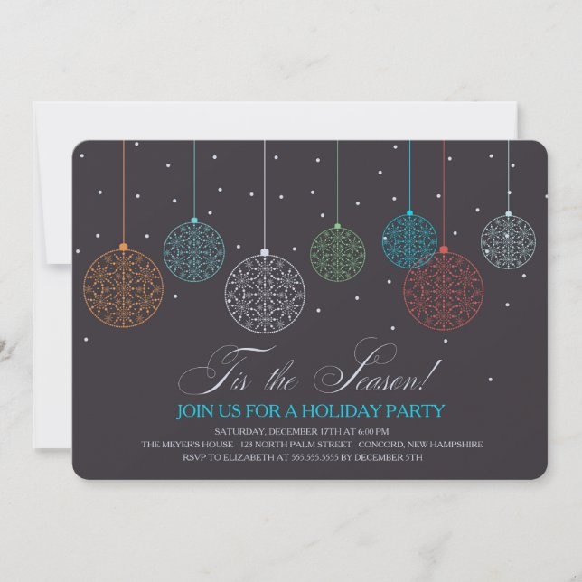 Colourful Ornaments - Holiday Party Invitations (Front)