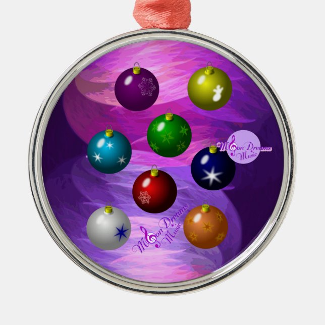 Colourful Ornaments Silver Round Christmas (Front)