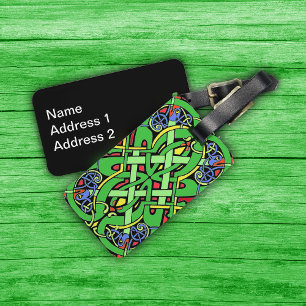 Colourful Ornate Irish Celtic Knot Luggage Tag