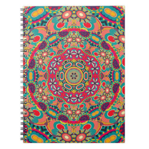 Colourful Ornate Kaleidoscope Mandala Pattern Notebook