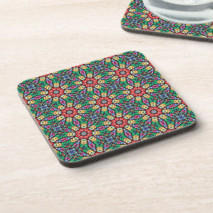 Colourful Ornate Kaleidoscope Pattern Coaster