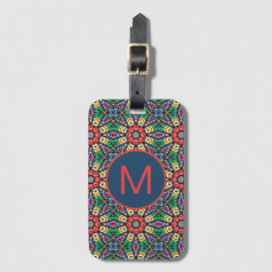 Colourful Ornate Kaleidoscope Pattern Monogram Luggage Tag