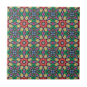 Colourful Ornate Kaleidoscope Pattern Tile