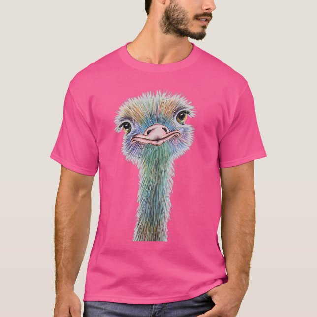 Colourful Ostrich Beautiful Artistic Animal T-Shirt (Front)