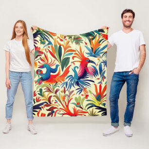 Colourful Otomi Birds Pattern  Fleece Blanket