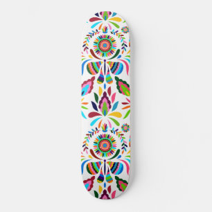 Colourful Otomi Butterfly Flower Bold Pattern Skateboard