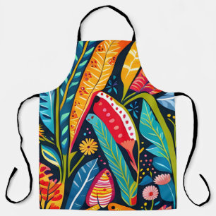 Colourful Otomi Floral Art pattern Apron