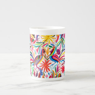 Colourful Otomi Print, Floral/Animal Pattern Bone China Mug
