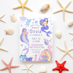 Colourful Our Little Mermaid All Ages Birthday  Invitation