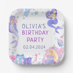 Colourful Our Little Mermaid All Ages Birthday Paper Plate