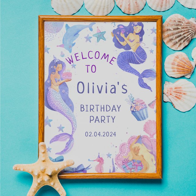 Colourful Our Little Mermaid All Ages Birthday  Poster (Creator Uploaded)