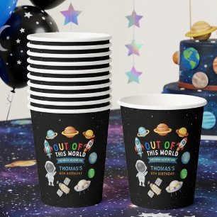 Colourful Out Of This World Space Birthday Party Paper Cups
