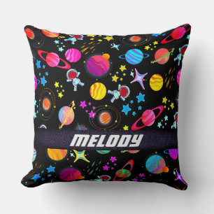 colourful outer space planet galaxy stars pattern cushion
