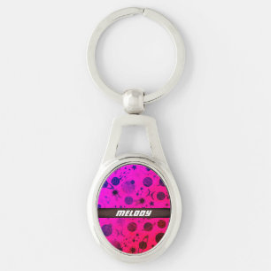 colourful outer space planet galaxy stars pattern key ring