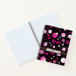 colourful outer space planets galaxy stars pattern notebook