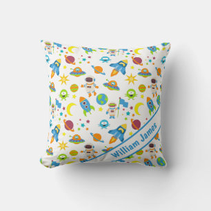 Colourful Outer Space White Cushion