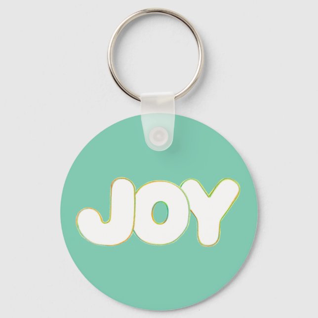 Colourful Outline Art - Joy - word keychain (Front)