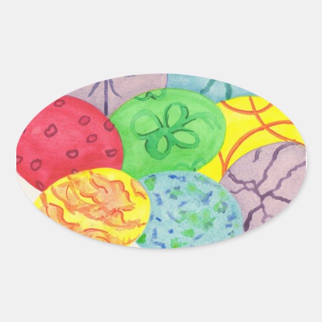 Colourful Oval Easter Eggs Stickers (Front)