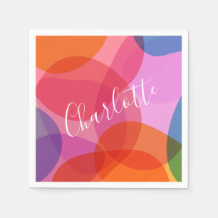 Colourful Overlapping Circles Personalised Party Napkin