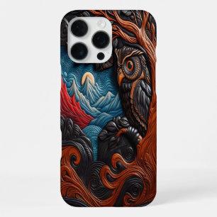 Colourful Owl and Mountains Under a Vivid Sky iPhone 16 Pro Max Case