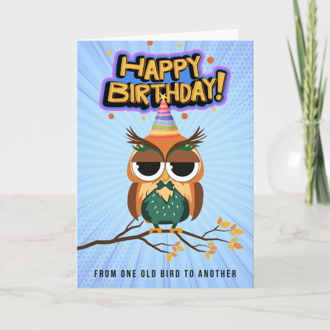 Colourful Owl Birthday Card (Front)