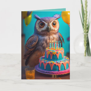 Colourful Owl Birthday Card