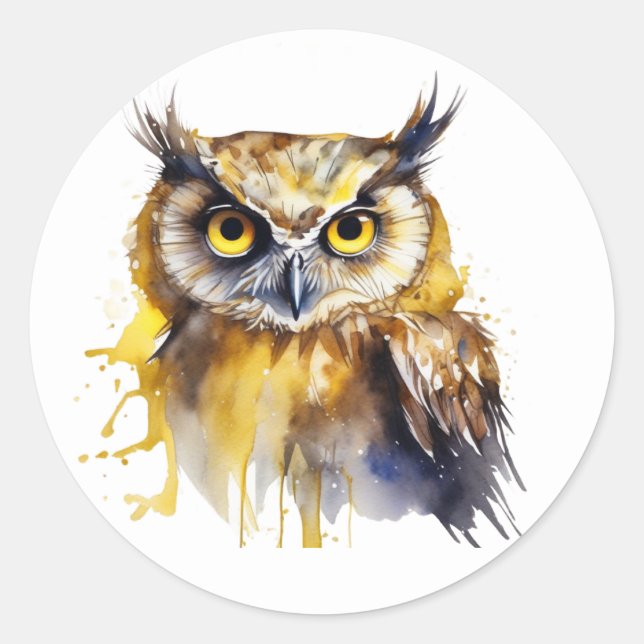 Colourful owl.  classic round sticker (Front)