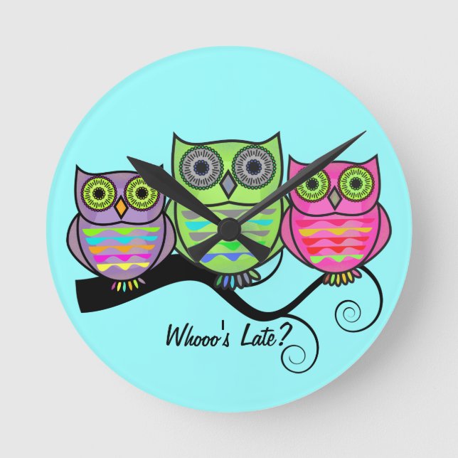Colourful Owl Clock (Front)