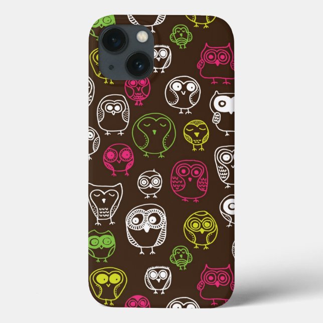 Colourful owl doodle background pattern Case-Mate iPhone case (Back)