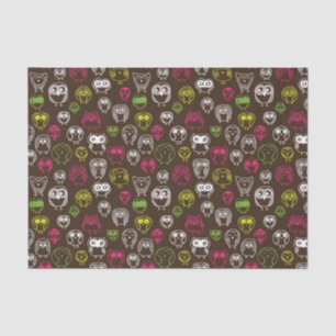 Colourful owl doodle background pattern tissue paper