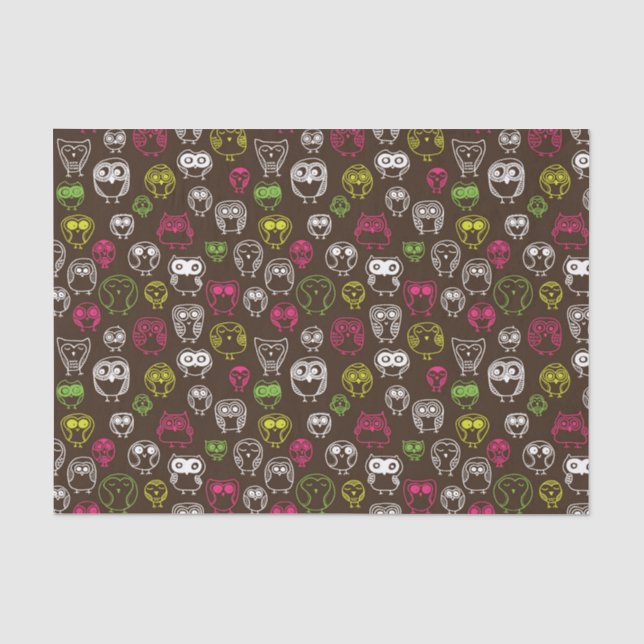 Colourful owl doodle background pattern tissue paper (Front)