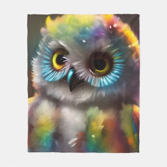 Colourful Owl Fleece Blanket (Front)