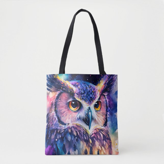 Colourful Owl Illustration Tote Bag (Front)