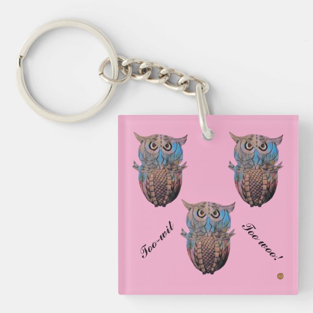 Colourful Owl Keyring Keychain (Front)