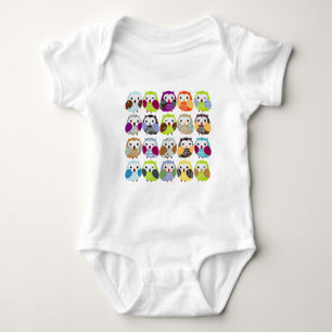 Colourful Owl Pattern Baby Bodysuit