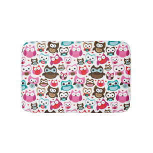 colourful owl pattern bath mat