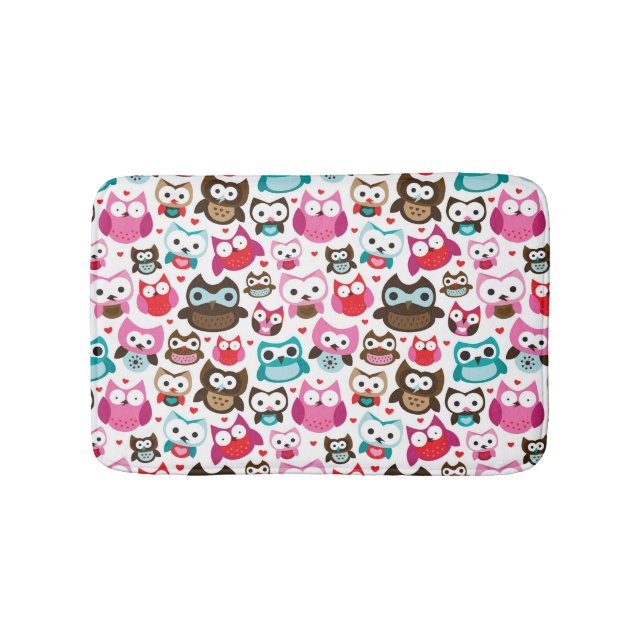 colourful owl pattern bath mat (Front)