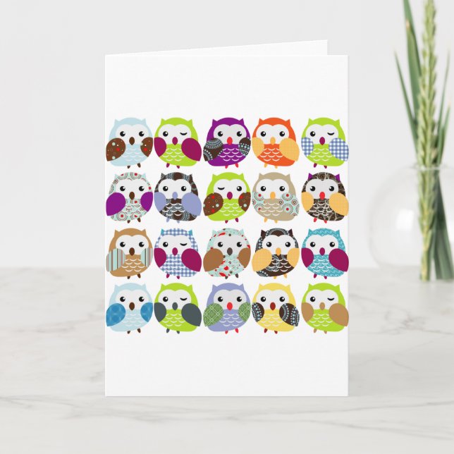 Colourful Owl Pattern Card (Front)