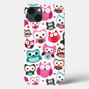 colourful owl pattern iPhone 13 case
