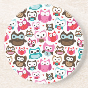 colourful owl pattern coaster