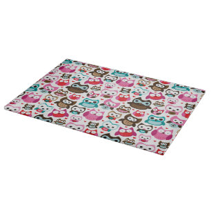 colourful owl pattern cutting board