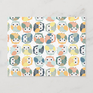 Colourful Owl Pattern - dusty pastels Postcard