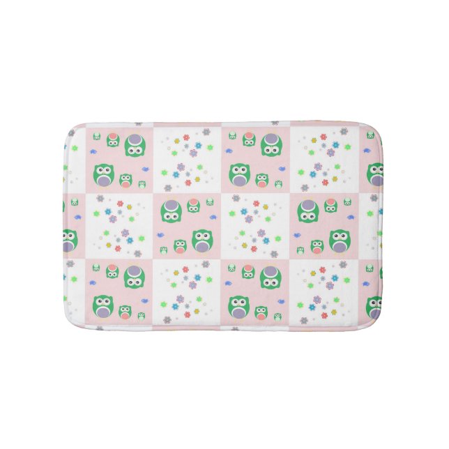 Colourful Owl Pattern For Kids 2 Bath Mat (Front)