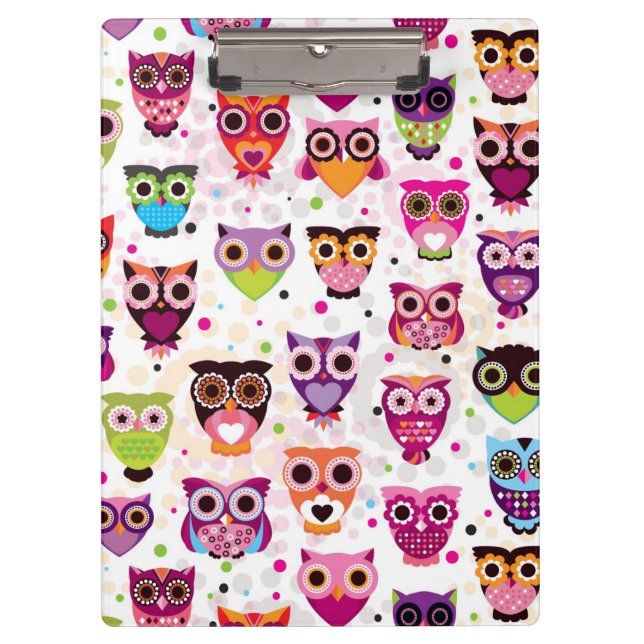 Colourful Owl Pattern For Kids 2 Clipboard (Front)