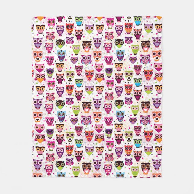 Colourful Owl Pattern For Kids 2 Fleece Blanket (Front)