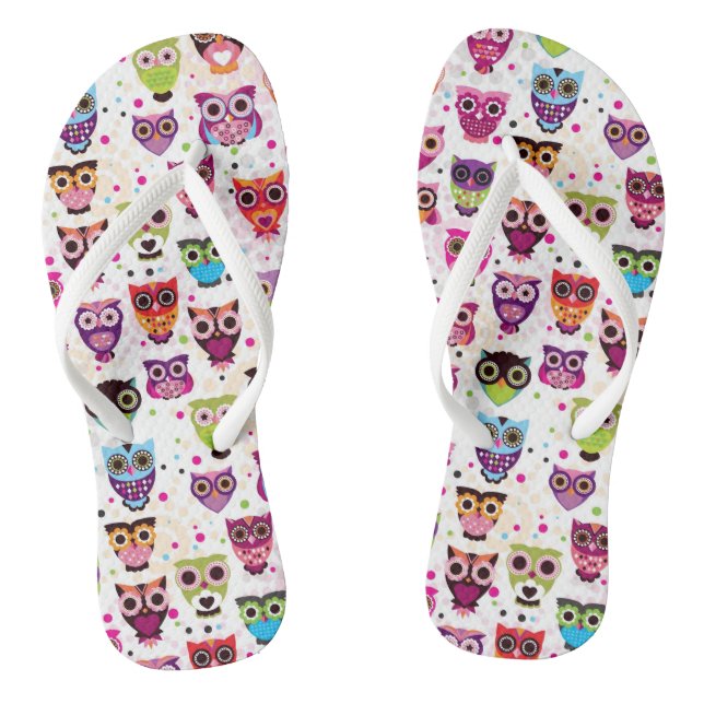 Colourful Owl Pattern For Kids 2 Flip Flops (Footbed)